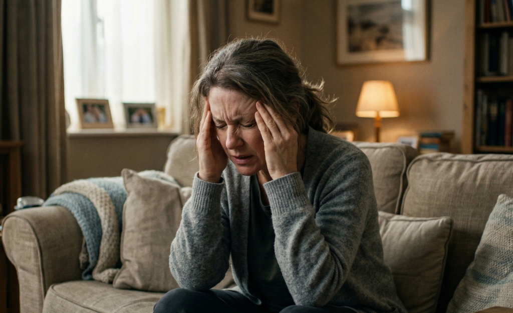 Lady having headache